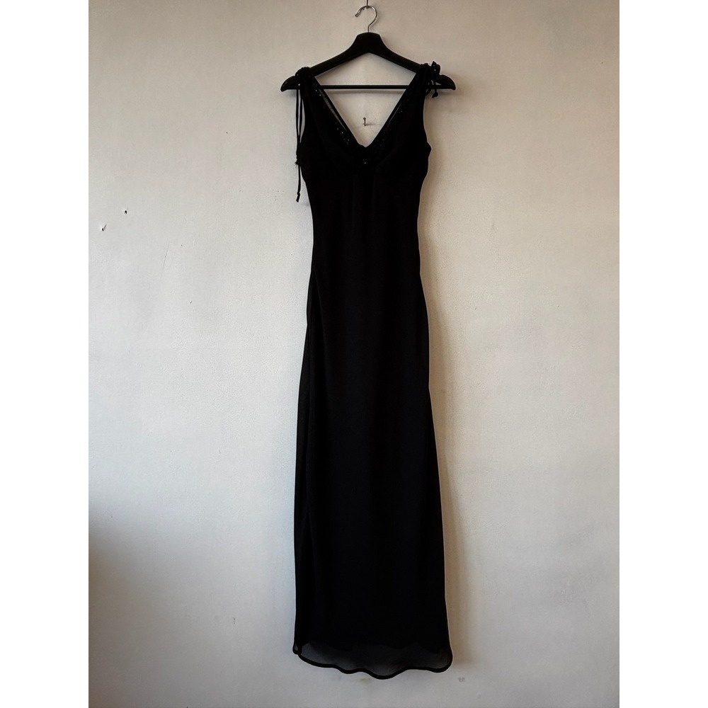 Vintage Byer Too Dress Womens 7 XS Beaded Maxi Formal Gown 90s‎ Elegant Goth